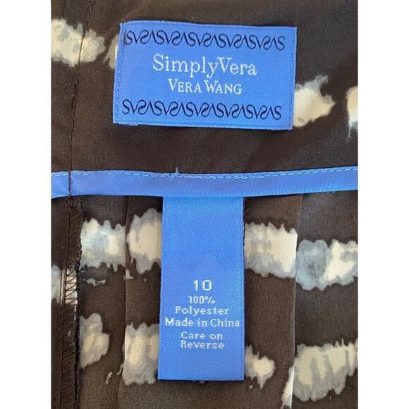 Simply Vera Vera Wang Semi-Pleated A-Line Skirt Brown & Ivory Women’s 10 - Picture 2 of 6
